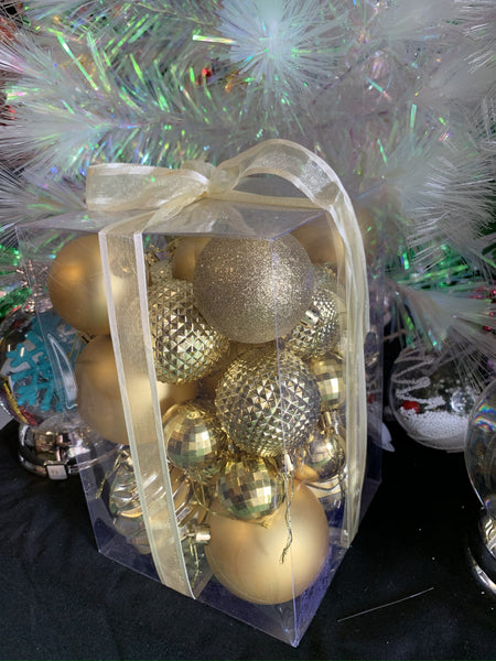 30-Piece Christmas Bauble Set – Mixed Sizes & Patterns