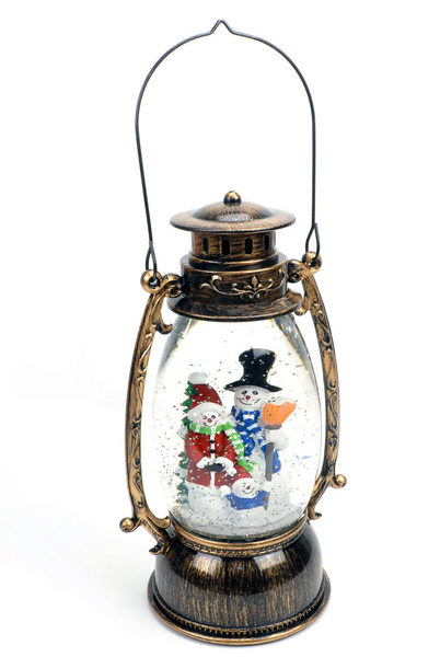 Snow Globe Cylinder Lantern with Light - Snowman